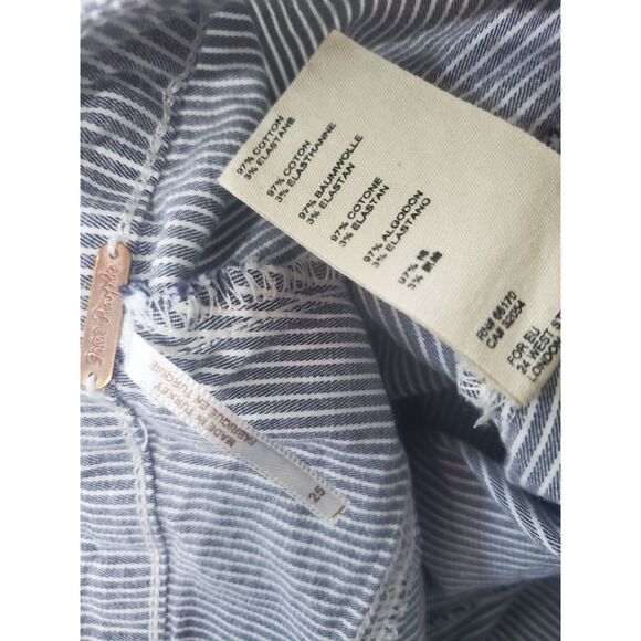 Free People Jeans 25 Womens Skinny Leg Grey White Striped High Rise Casual - Picture 4 of 4
